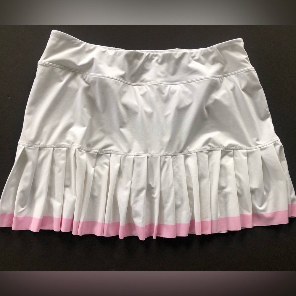 FILA womens L Simply Smashing Pleated SKORT tennis GOLF pickleball WHITE PINK